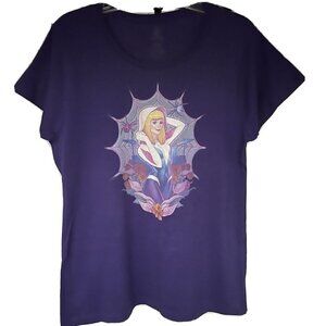 Teefury Womens Purple Graphic Princess T-Shirt 3XL Cotton Stretch Spiders New